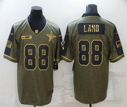 Nike Dallas Cowboys #88 CeeDee Lamb Gold Number 2021 salute to service Authentic Stitched NFL Jersey