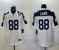 Nike Dallas Cowboys #88 CeeDee Lamb White Blue Team Patch Vapor Untouchable Authentic Stitched NFL Jersey