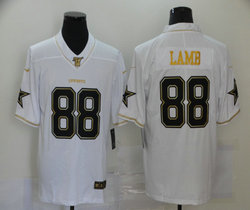 Nike Dallas Cowboys #88 CeeDee Lamb White Gold Authentic Stitched NFL Jersey