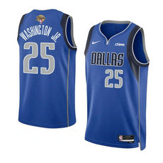 Nike Dallas Mavericks #25 P.J. Washington Jr. Blue 2024 Finals Stitched Basketball Jersey