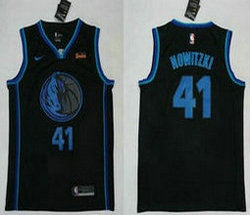 Nike Dallas Mavericks #41 Dirk Nowitzki Black Game City With Advertising Authentic Stitched NBA Jersey