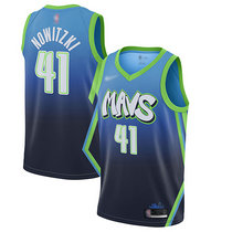 Nike Dallas Mavericks #41 Dirk Nowitzki Blue Game City Authentic Stitched NBA Jersey