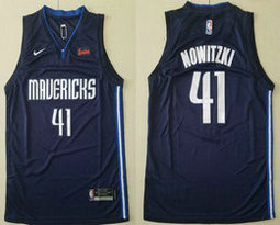Nike Dallas Mavericks #41 Dirk Nowitzki Navy Blue Game Finished Statement Edition With Advertising Authentic Stitched NBA Jersey