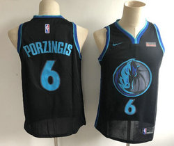 Nike Dallas Mavericks #6 Kristaps Porzingis Black With Advertising Authentic Stitched NBA Jersey
