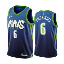 Nike Dallas Mavericks #6 Kristaps Porzingis Blue Game City Authentic Stitched NBA Jersey
