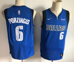 Nike Dallas Mavericks #6 Kristaps Porzingis Royal Blue With Advertising Authentic Stitched NBA Jersey