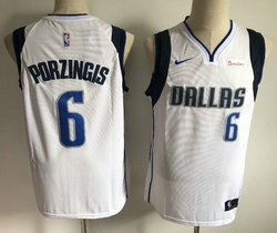 Nike Dallas Mavericks #6 Kristaps Porzingis White With Advertising Authentic Stitched NBA Jersey