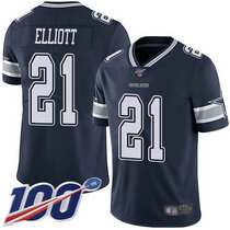 Nike Dallas cowboys #21 Ezekiel Elliott 100th Season Blue Vapor Untouchable Authentic Stitched NFL jersey