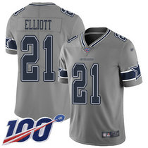 Nike Dallas cowboys #21 Ezekiel Elliott 100th Season Grey Inverted Legend Vapor Untouchable Authentic Stitched NFL jersey