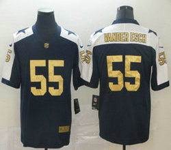 Nike Dallas cowboys #55 Leighton Vander Esch Gold Number Vapor Untouchable Navy Blue Thanksgiving Authentic Stitched NFL Jersey