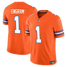 Nike Denver Broncos #1 Evan Engram Orange Throwback Authentic Stitched NFL Jersey