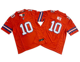 Nike Denver Broncos #10 Bo Nix Orange Throwboack F.U.S.E Authentic Stitched NFL Jersey