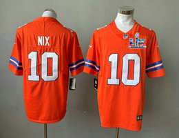 Nike Denver Broncos #10 Bo Nix Orange Throwboack Super Bowl LX 60 Patch Jersey