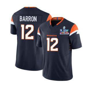 Nike Denver Broncos #12 Jahdae Barron Navy Super Bowl LX 60 Patch Jersey