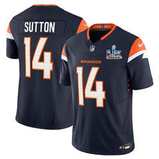 Nike Denver Broncos #14 Courtland Sutton Navy Super Bowl LX 60 Patch Jersey