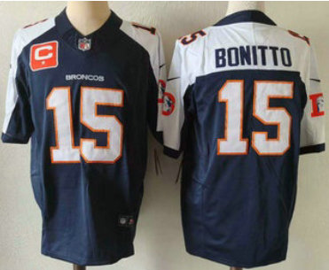 Nike Denver Broncos #15 Nik Bonitto Navy Blue C Patch Thanksgiving FUSE Vapor Jersey