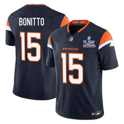 Nike Denver Broncos #15 Nik Bonitto Navy Super Bowl LX 60 Patch Jersey