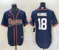 Nike Denver Broncos #18 Peyton Manning Blue Joint baseball jersey