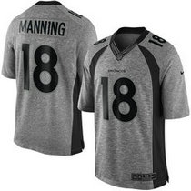 Nike Denver Broncos #18 Peyton Manning Gray Gridiron Authentic Stitched NFL Jersey