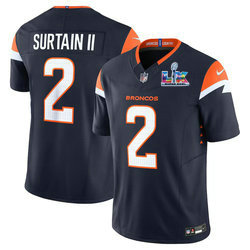 Nike Denver Broncos #2 Patrick Surtain II Navy Super Bowl LX 60 Patch Jersey