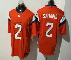 Nike Denver Broncos #2 Patrick Surtain II Orange Authentic Stitched NFL Jersey
