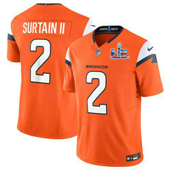 Nike Denver Broncos #2 Patrick Surtain II Orange Super Bowl LX 60 Patch Jersey