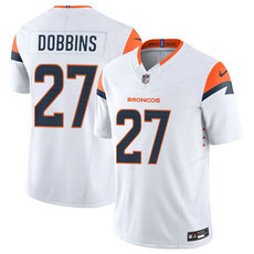 Nike Denver Broncos #27 J.K. Dobbins White Authentic Stitched NFL Jersey