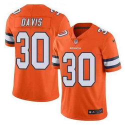 Nike Denver Broncos #30 Terrell Davis Orange Rush Authentic Stitched NFL Jersey