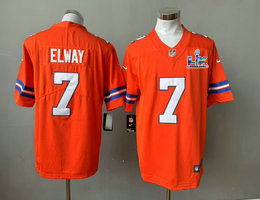 Nike Denver Broncos #7 John Elway Orange Throwboack Super Bowl LX 60 Patch Jersey