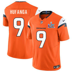 Nike Denver Broncos #9 Talanoa Hufanga Orange Super Bowl LX 60 Patch Jersey