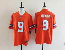 Nike Denver Broncos #9 Talanoa Hufanga Orange Throwback Authentic Stitched NFL Jersey