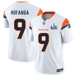 Nike Denver Broncos #9 Talanoa Hufanga White Super Bowl LX 60 Patch Jersey