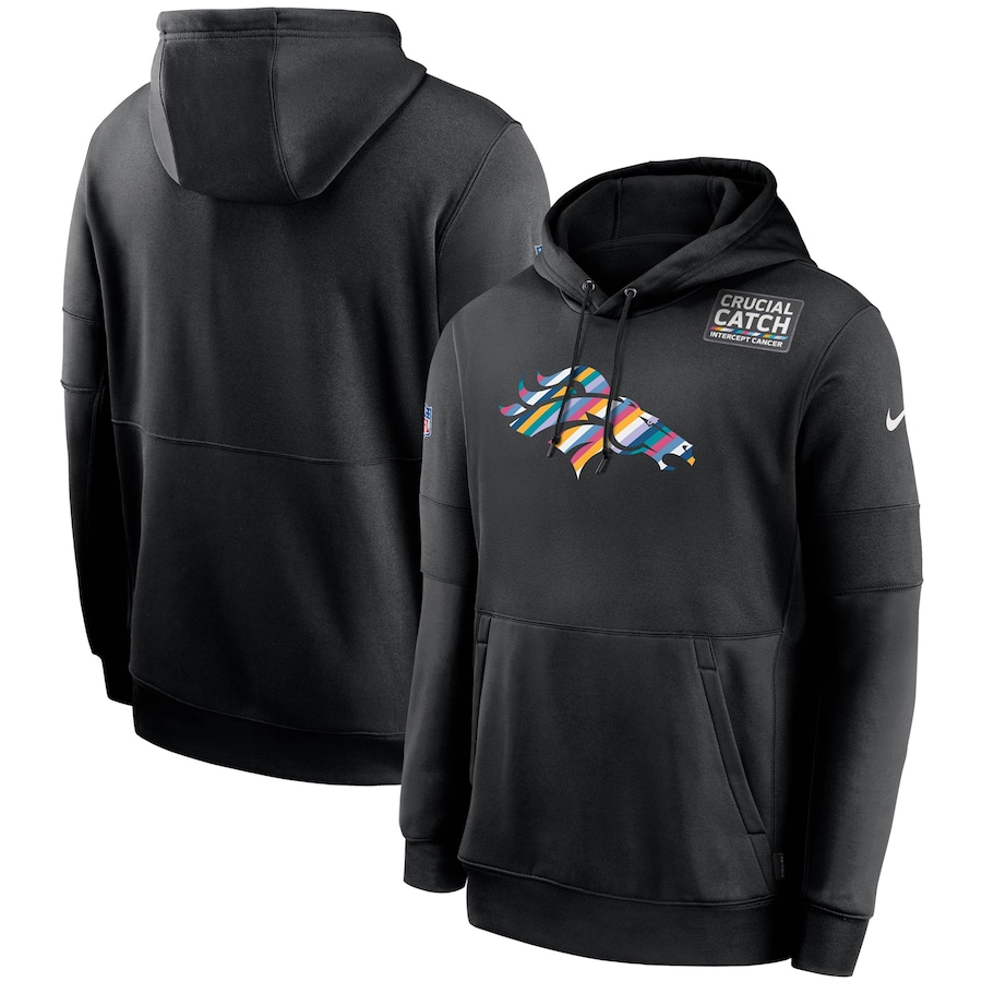 Nike Denver Broncos Black Crucial Catch Sideline Performance Pullover Hoodie