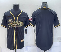 Nike Denver Broncos Black Gold Joint adults Authentic Stitched baseball jersey