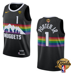 Nike Denver Nuggets #1 Michael Porter Jr. Black City final Patch With Advertising Jersey