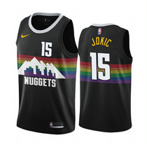 Nike Denver Nuggets #15 Nikola Jokic Black Game City Authentic Stitched NBA Jersey
