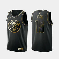 Nike Denver Nuggets #15 Nikola Jokic Black Gold Authentic Stitched NBA Jersey