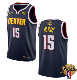 Nike Denver Nuggets #15 Nikola Jokic Navy final Patch With Advertising Jersey