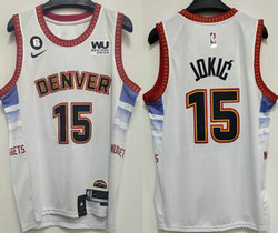 Nike Denver Nuggets #15 Nikola Jokic White 6 Patch 2022-23 With Advertising Authentic Stitched NBA Jersey