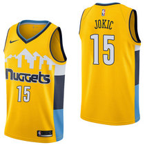 Nike Denver Nuggets #15 Nikola Jokic Gold Authentic Stitched NBA Jersey