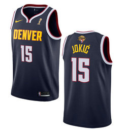 Nike Denver Nuggets #15 Nikola Jokic Navy 2023 Finals Champions Authentic Stitched NBA Jersey