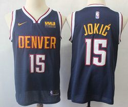Nike Denver Nuggets #15 Nikola Jokic Navy Blue Game With Advertising Authentic Stitched NBA Jersey