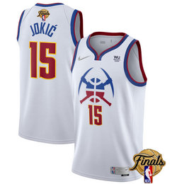 Nike Denver Nuggets #15 Nikola Jokic White 20-21 Earned Edition final Patch Advertising Jersey