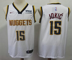Nike Denver Nuggets #15 Nikola Jokic White Game With Advertising Authentic Stitched NBA Jersey