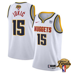 Nike Denver Nuggets #15 Nikola Jokic White final Patch With Advertising Jersey