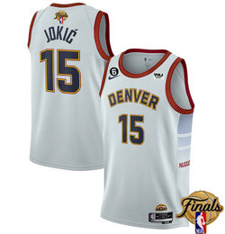 Nike Denver Nuggets #15 Nikola Jokic White final Patch 6 Patch With Advertising Jersey