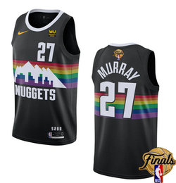 Nike Denver Nuggets #27 Jamal Murray Black City final Patch With Advertising Jersey