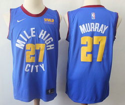 Nike Denver Nuggets #27 Jamal Murray Blue Game With Advertising patch Authentic Stitched NBA Jersey