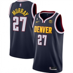 Nike Denver Nuggets #27 Jamal Murray Navy 6 Patch With Advertising Authentic Stitched NBA Jersey