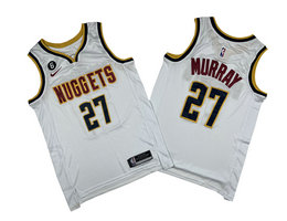 Nike Denver Nuggets #27 Jamal Murray White 6 Patch Authentic Stitched NBA jerseys